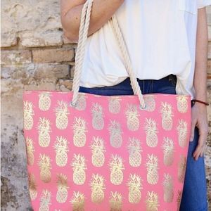 Pink Pineapple Tote Bag. Rope Handles New